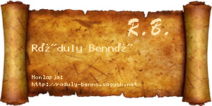 Ráduly Bennó névjegykártya